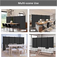 Paravent moderne BGST à 6 panneaux, 300 x 200 cm, toile noire, écran pliable pour l'intimité, cloison mobile pour chambre à coucher, bureau