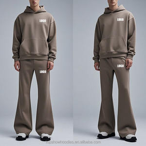 OEM مخصص الشارع الشهير قطعتين قطن سادة مجموعة واسعة فارغة بدلة رياضية بهودي مشتعل وسراويل رياضية للرجال - Product Image 2