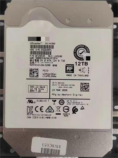 Brand New 12TB 3.5-inch SATA SAS Server Hard Drive for Dell Enterprise 7.2K Internal HDD with Metal Shell Refurbished Status