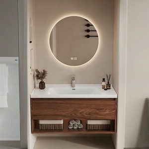 Современный туалетный столик из массива дерева, водостойкий шкаф с двойной раковиной для фермерского дома или школьной раковины, туалетный столик - Product Image 4