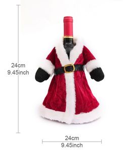 Funda de Terciopelo Rojo Creativa y Ecológica para Botellas de Vino, Decoración Navideña para Fiestas - Product Image 3