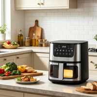 Friteuse à air 7L pour la maison, commande tactile intelligente, fenêtre de visualisation transparente, grande capacité, sans huile, appareil de cuisson de comptoir pour la cuisine