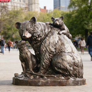 YOUFINE Statua in Bronzo di Orso su Ramo, Scultura a Grandezza Naturale di <span class=keywords><strong>Grizzly</strong></span> per Piazze Pubbliche, Fontane e Parchi Cittadini - Product Image 2