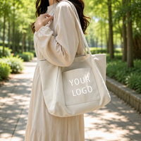 Sac fourre-tout en toile de coton personnalisé, toile lisse pour impression de logo clair, poche avant, durable, lavable, pour le travail et les voyages