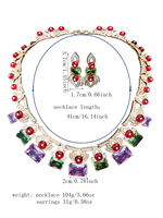 Ensemble collier et boucles d'oreilles en zircon multicolore de luxe pour femmes, design géométrique élégant, bijoux en cristal, cadeau de mode pour fête et mariage