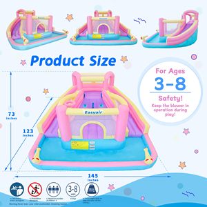 Tobogán Acuático Inflable Directo con Casa de Rebote 12.1FT x 10.3FT, Pequeño Parque Acuático con Doble Tobogán, Pared de Escalada y Juego de Baloncesto para Niños - Product Image 2