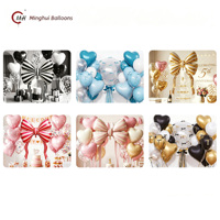 Set Balon Foil Pita Bergaris Balon Foil Hati Balon Lateks Konfeti Dekorasi Pesta Ulang Tahun Baby Shower Pernikahan Ulang Tahun