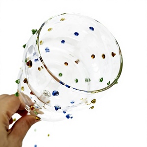 Flûtes à vin en verre colorées, vintage, faites à la main, pour mariage et vaisselle de restaurant moderne - Product Image 2