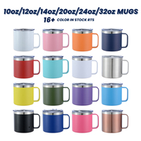 Tumbler Vakum Dinding Ganda Stainless Steel 12Oz yang Dapat Disesuaikan, Mug Kopi, Mug Bir, Mug Termal untuk Berkemah dengan Gagang
