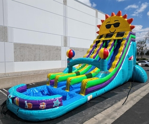 Trượt nước thương mại bơm hơi cho hồ bơi Chủ Đề Khủng Long khổng lồ với các tính năng nhà nảy bóng thung lũng - Product Image 4