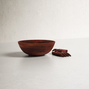 Grand bol en bois fait main pour servir des salades, des fruits, du pain, des pâtes et pour une utilisation quotidienne à la table - Product Image 4
