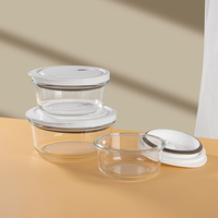 Hoge borosilicaat glazen fruitschaal voor het mixen, bewaren en koken van fruit, met hittebestendig, luchtdicht deksel, transparante voedselbewaarbak