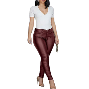 Leggings taille haute en <span class=keywords><strong>cuir</strong></span> PU pour femmes, pantalons extensibles en similicuir pour club, décontractés <span class=keywords><strong>ou</strong></span> sorties nocturnes - Product Image 3