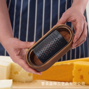 <b>Cheese</b> Grater With Wooden Box Stainless Steel Blade Multi Functional For <b>Cheese</b> Fruit Vegetable Shredding - Product Image 1