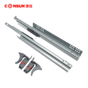 Consun <b>Drawer</b> <b>Slides</b> 1.8mm Cold-Rolled Steel 22-10 Inch Soft Closing Furniture Silent Track - Product Image 2