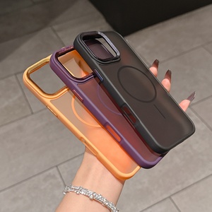 <span class=keywords><strong>Coque</strong></span> de téléphone magnétique pour 17ProMax, motif perforé, anneau fin, anti-chute, sensation de peau, style Ins, en acrylique PC - Product Image 3