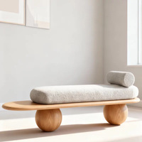 Banc long en tissu laine d'agneau nordique, tabouret de maison au design moderne, meuble pour salon, chambre à coucher, ottoman de bout de lit