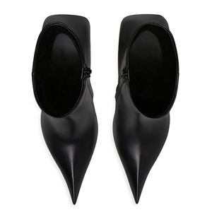 Nuevos Zapatos de Tacón Delgado Personalizados para Mujer, Botines de Punta Puntiaguda, Tacones Altos, Estilo Stiletto, Cierre Lateral con Cremallera, Cortos - Product Image 5