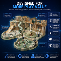 Aire de jeux d'aventure intérieure commerciale, équipement de jeux souples avec toboggans et tunnels, aménagement personnalisé pour FEC CE ASTM, en plastique et bois