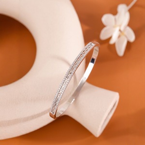 Geometric <b>Copper</b> <b>Bracelet</b> Gold Color Channel Setting Women's Gift Jewelry - Product Image 2
