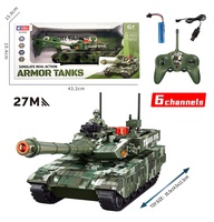 Vente en gros de voitures de combat télécommandées 27 MHz 6 canaux, jouet réaliste avec sons et lumières, prêtes à l'emploi, portée de plus de 15 m, chargeur inclus