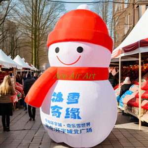 ชุดจัดแสดงสินค้าเป่าลมลูกโป่งครอบครัวมนุษย์หิมะขนาดยักษ์สำหรับตกแต่งเทศกาลคริสต์มาสและวันหยุดกลางแจ้ง - Product Image 2