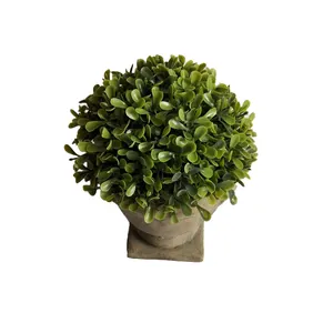 free sample Artificial Green Plant Bonsai Trees with Cement Pot factory offer leaf