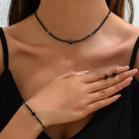 Ensemble de bijoux en argent plaqué NYY, 3 pièces, avec strass, collier ras du cou, bracelet, bague, boucles d'oreilles, ensemble de bijoux de mariage pour femmes