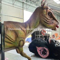 Modèle animatronique de tête de Pachycephalosaure à vendre ou décoration de tête de dinosaure pour parc jurassique comme attraction interactive