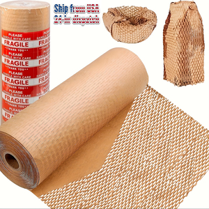 [Stock en EE. UU.] Rollo de Papel de Embalaje Ecológico Tipo Panal, Papel Kraft Acolchado de 15" x 131 pies para Mudanzas y Envíos, Entrega en 3 Días - Product Image 1
