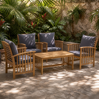 Ensemble de meubles de patio en bois massif de style naturel, durable, avec table basse pour jardin, terrasse et salon extérieur