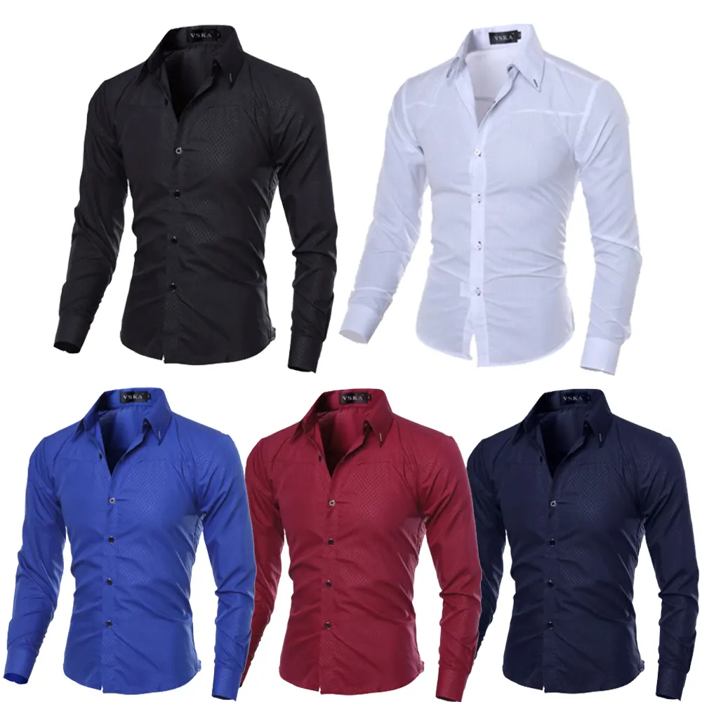 Men's Luxury Casual Formal Shirt Long Sleeve Slim Fit Business Dress Shirts Tops Office Business Men Wear Clothing