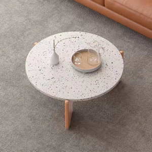 Modern Design Terrazzo Stone <strong>Table</strong> Wood Leg Household and Living Room Furniture Tea <strong>Table</strong> Small <strong>Table</strong> - Product Image 6