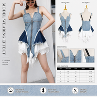 Robe slim sans manches pour femme, en jean, motif uni, avec franges, taille naturelle, imprimé numérique, pour le printemps et l'été