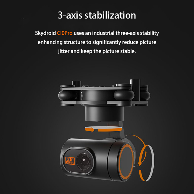 Skydroid C10 Pro Small 2K HD 3 Axis Gimbal Camera 1080P Real-Time Image Feedback 2K Video Recording Photography for UAV Payloads