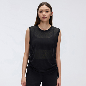 Débardeur de yoga <span class=keywords><strong>sans</strong></span> manches à séchage rapide pour <span class=keywords><strong>femme</strong></span>, en fil slub léger, coupe ample, idéal pour la course et le fitness, vente en gros - Product Image 5