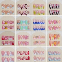 Vente chaude usine : 10 faux ongles à presser faits main, forme amande, style French, sculptés en 3D, avec kits d'outils pour ongles, vente en gros
