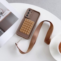 Coque de téléphone portable Fashion Sucker pour iPhone 16 15 14 17 Air Pro Max, couleur bonbon, antichoc, avec chaîne