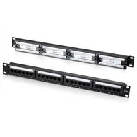 Penjualan langsung pabrik 24port Panel Patch Cat6 Panel kabel Keystone digunakan untuk rak Server 19 inci 1u Panel Patch Cat5 Cat6