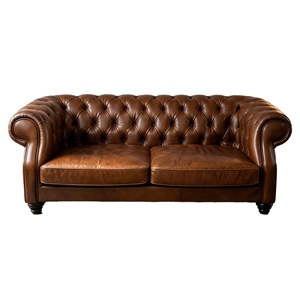 Canapé Chesterfield vintage en cuir véritable huilé et ciré avec boucles, idéal pour salon, villa, club de whisky, canapé américain modulable pour hôtel et café - Product Image 6