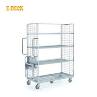 Chariot à cueillette en acier en métal de logistique de grillage de stockage mobile pliable résistant