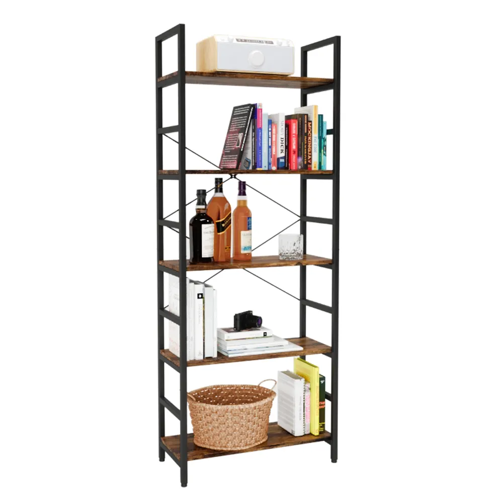 5 Tiers Wooden Panel With Stainless Steel Frame Storage Racking Shelving Shelves Unit Stacking Racks For Home Office School