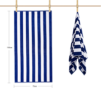 Serviette de plage en coton antimicrobien à séchage rapide de haute qualité, rayée, pour piscine, bain, voyage, douce, absorbante, séchage rapide, design personnalisé