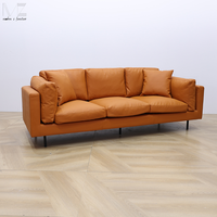 Canapé sectionnel en cuir contemporain de luxe antique du milieu du siècle 3 places de meubles modernes pour le salon