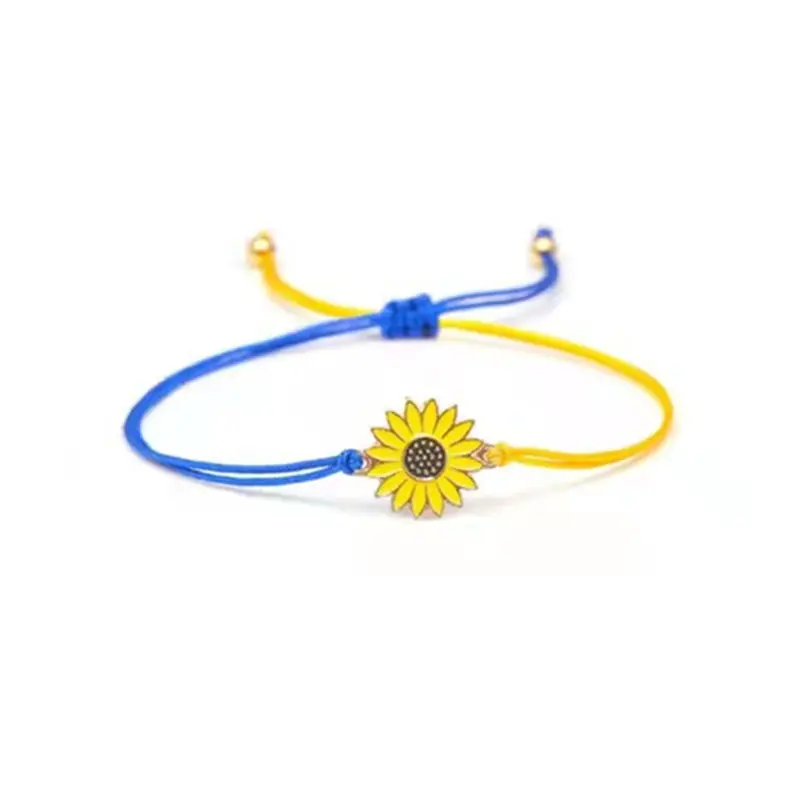Fashion Daisy Bracelet Ukraine Sunflower Hand-woven Rope Charm Bracelets for Women Men Couple Bangle Jewelry Travel Party Wrist