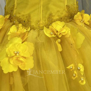 Vestido de Gala Jancember LSMU164 Amarillo Brillante con Hombros Descubiertos, Diseño Floral 3D, Falda Amplia para Fiesta de Quinceañera - Product Image 5