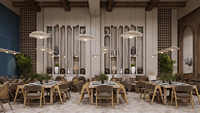 Table et chaises de café en bois de chêne moderne, mobilier de restaurant, sièges ronds durables pour café, ensemble de canapés, design de restaurant