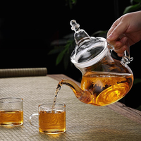 Infuseur à thé portable de grande capacité en verre transparent résistant à la chaleur en borosilicate de haute qualité, style marocain, fait à la main, écologique