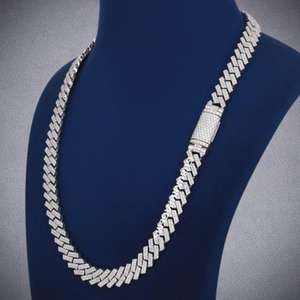 Cadena Cubana de Lujo Personalizada de 12 mm de Ancho, Estilo Hip Hop, con Incrustaciones de Diamantes, Plata de Ley 925, Moissanita VVS, Pasa la Prueba del Diamante, Regalo de Boda - Product Image 5