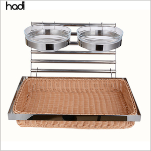 Wholesale Restaurant Supplies 2 Tier Rattan Wicker <strong>Bread</strong> <strong>Basket</strong> Buffet Food Display Stand <strong>Bread</strong> <strong>Basket</strong> for Sale - Product Image 6